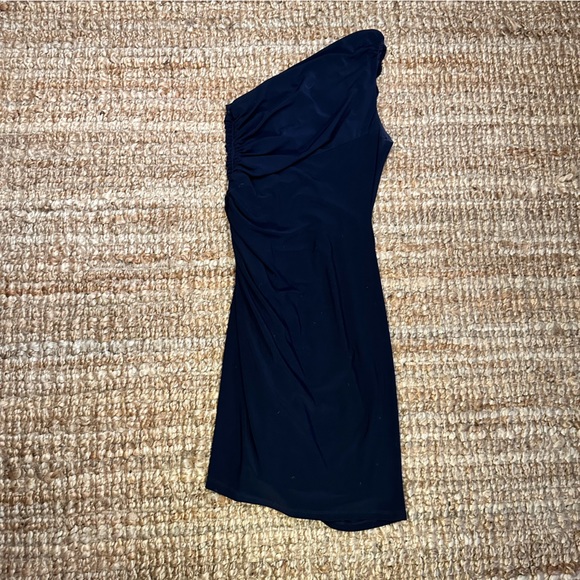 BETSY & ADAM one shoulder navy blue dress - Picture 6 of 16